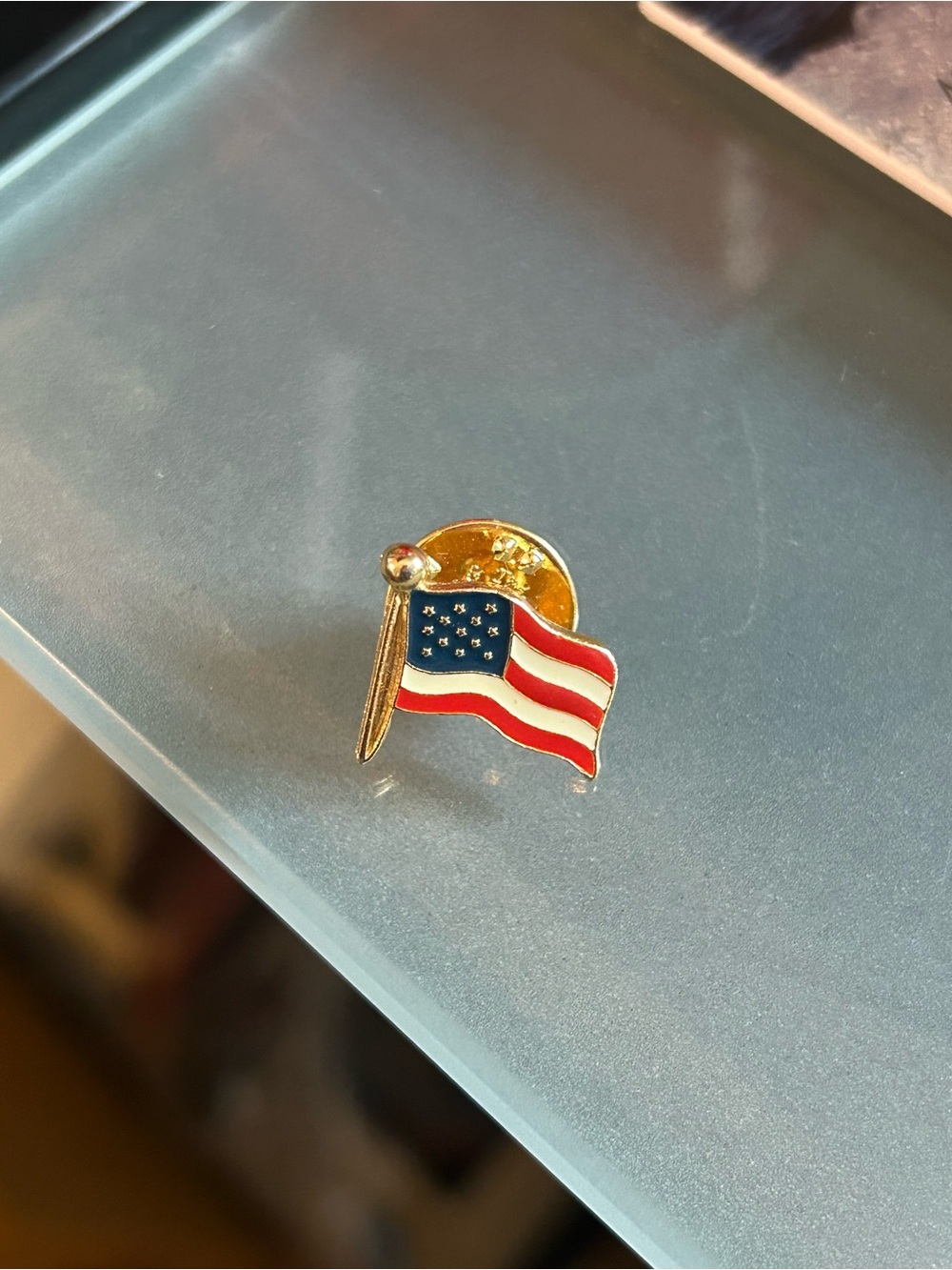 Gold-Tone American Flag Lapel Pin - Red, White & Blue